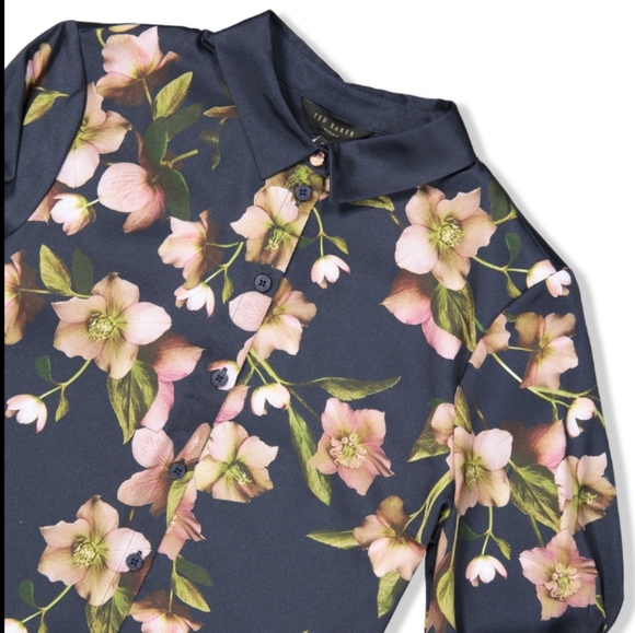 Ted Baker Tops - Final Price NWOT Ted baker floral navy blue blouse